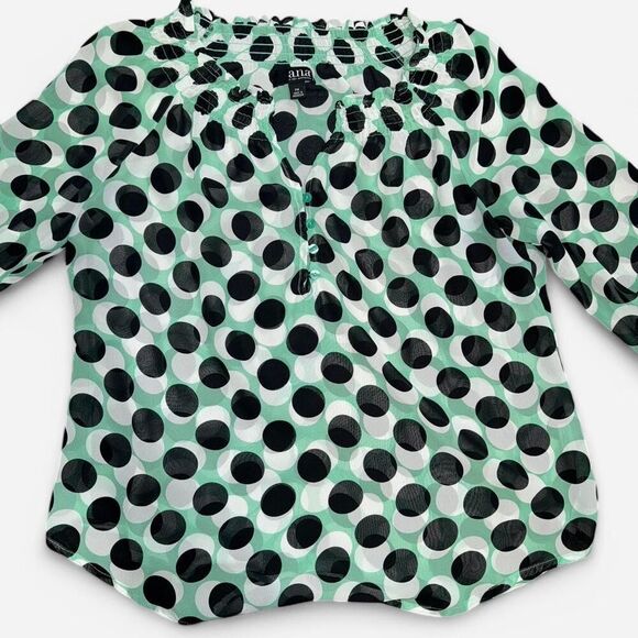 LBlack and Mint Green Polka Dot Blouse - Picture 3 of 7